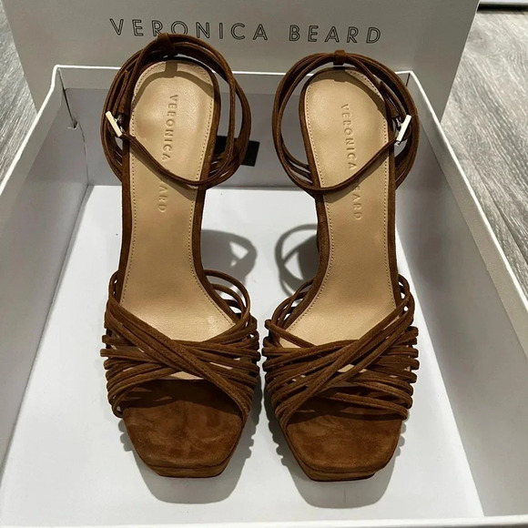 🎉HP🎉 NIB Veronica Beard Fletcher Block Heel Suede Platform Hazelwood 8.5 - Picture 5 of 14